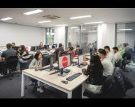 Computer room with students